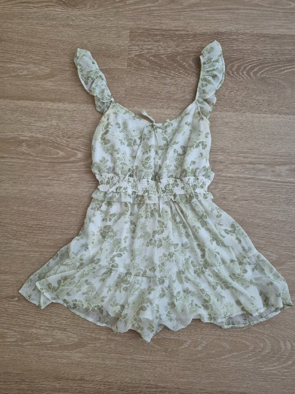 Sage floral romper